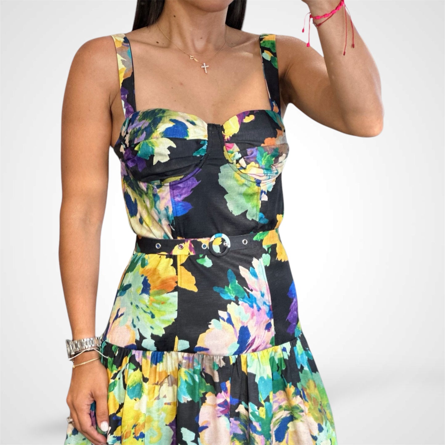 Floral Bustier Midi Dress