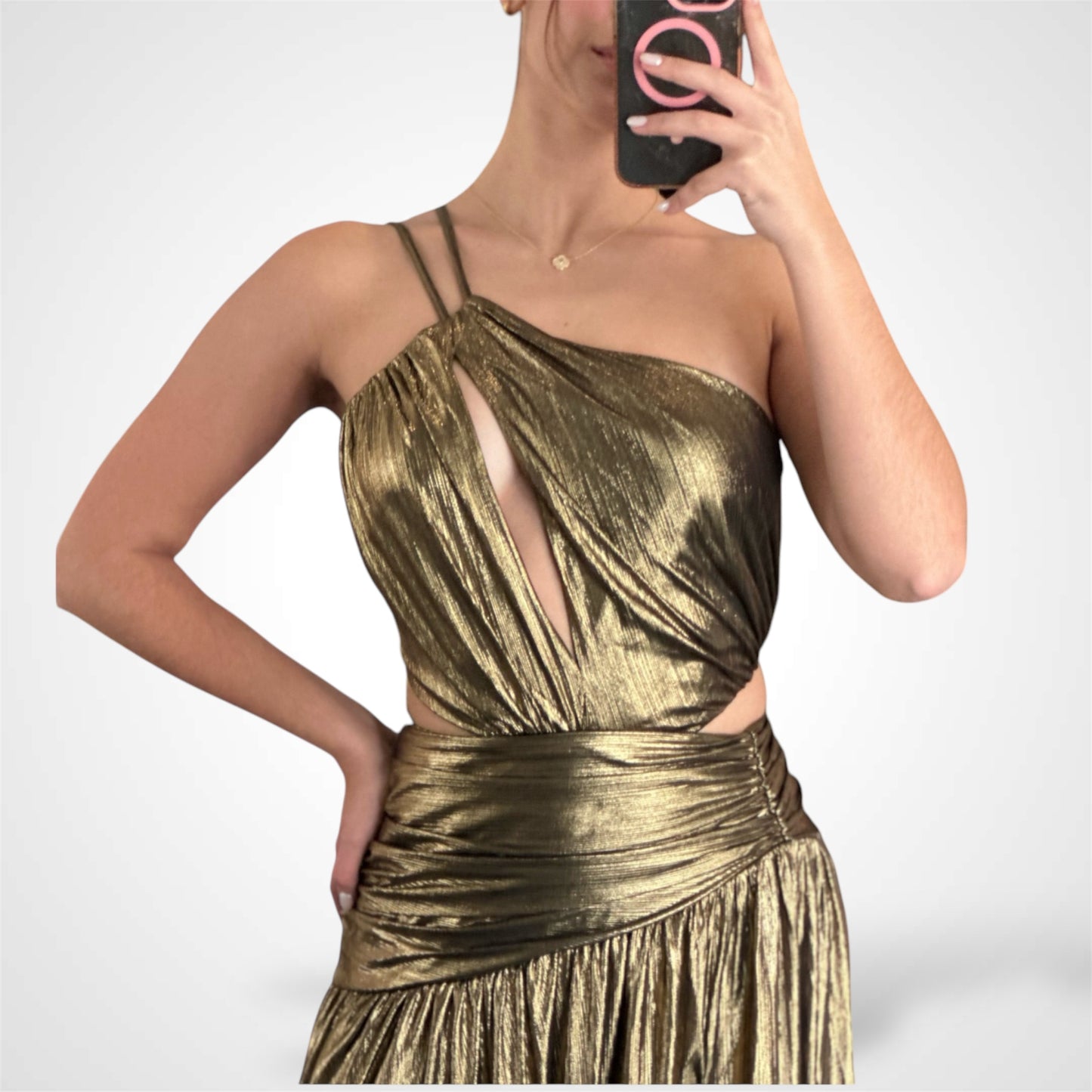 BRONZE METAL JERSEY STRAPPY DRESS