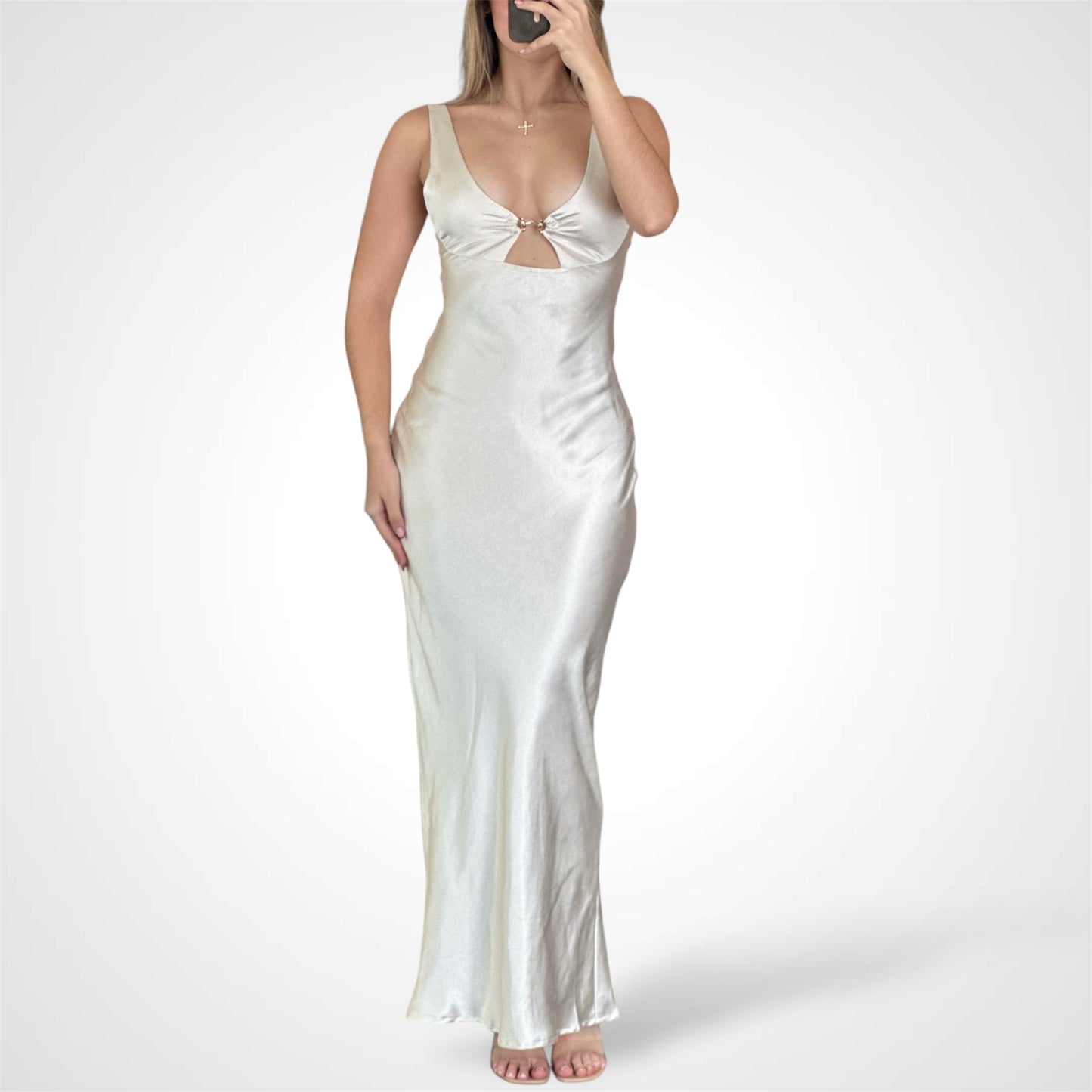 CHAMPAGNE HORSEBIT CHAIN MAXI DRESS