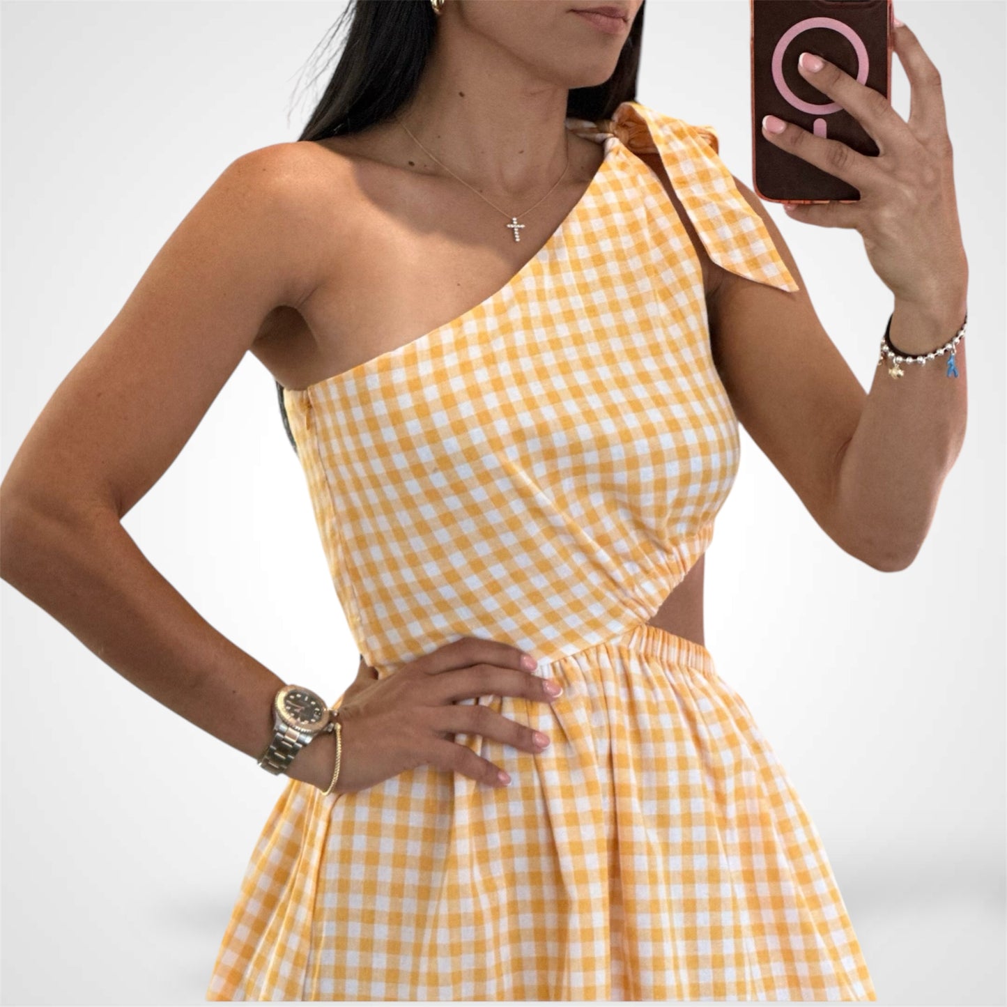 CHECKER PRINT DRESS