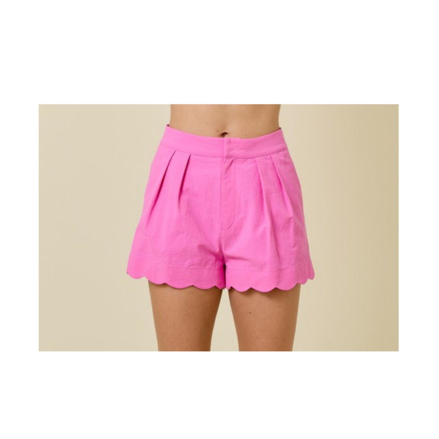 SJQ SCALLOPED EDGE HIGH WAISTED SHORTS W/ PLEATS