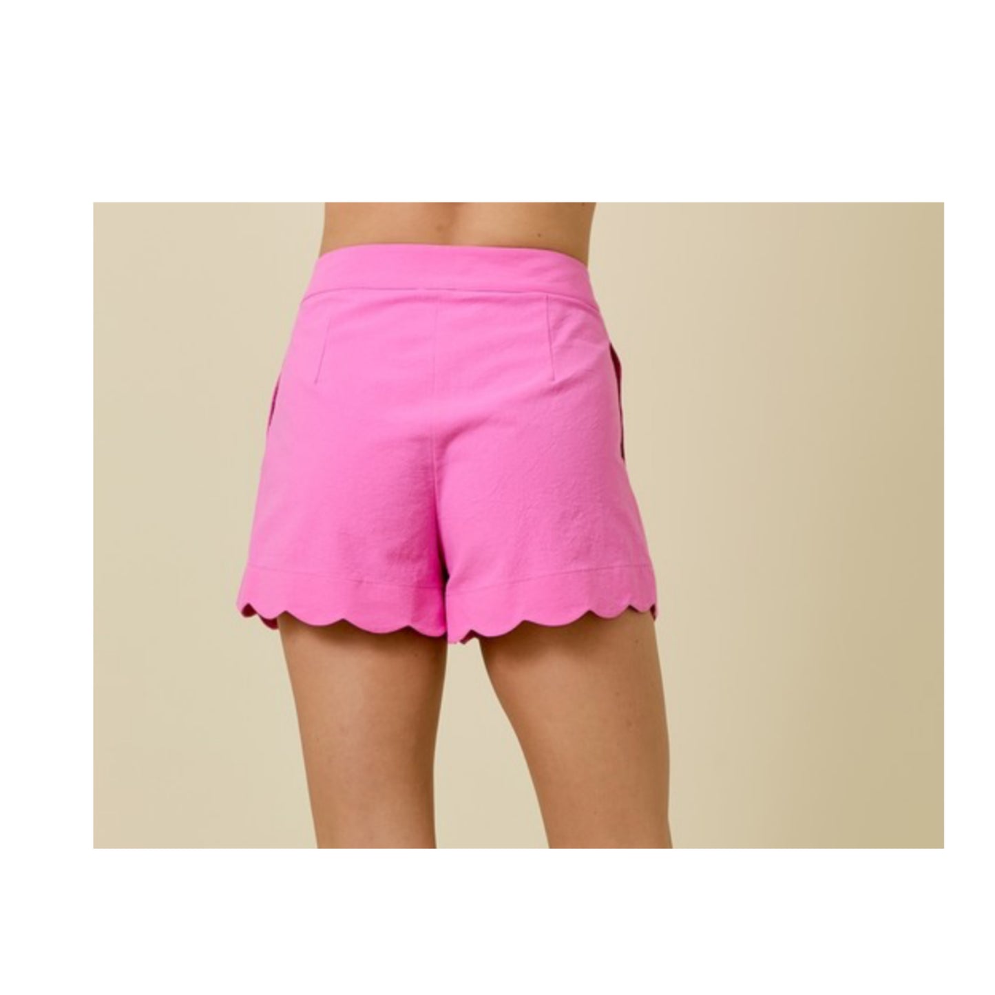 SJQ SCALLOPED EDGE HIGH WAISTED SHORTS W/ PLEATS