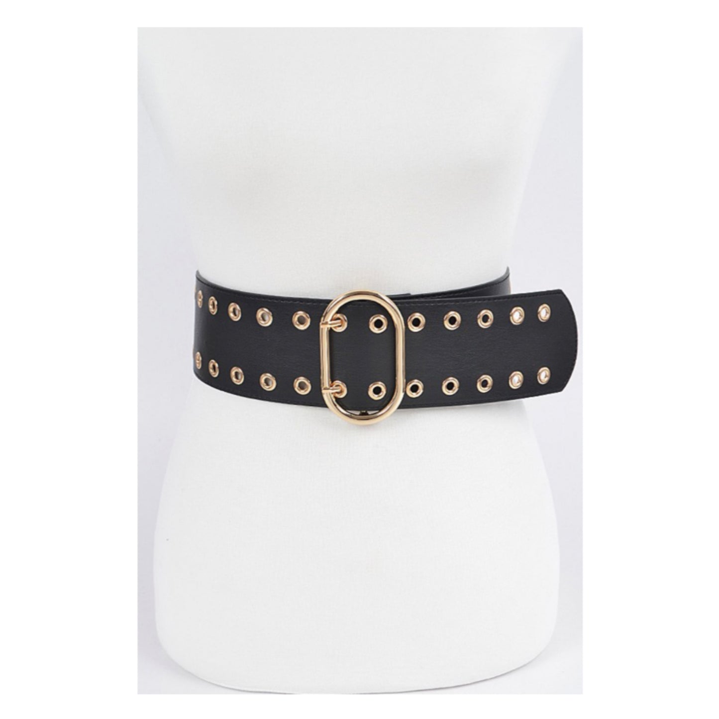 Faux Leather Eyelet Wait Belt