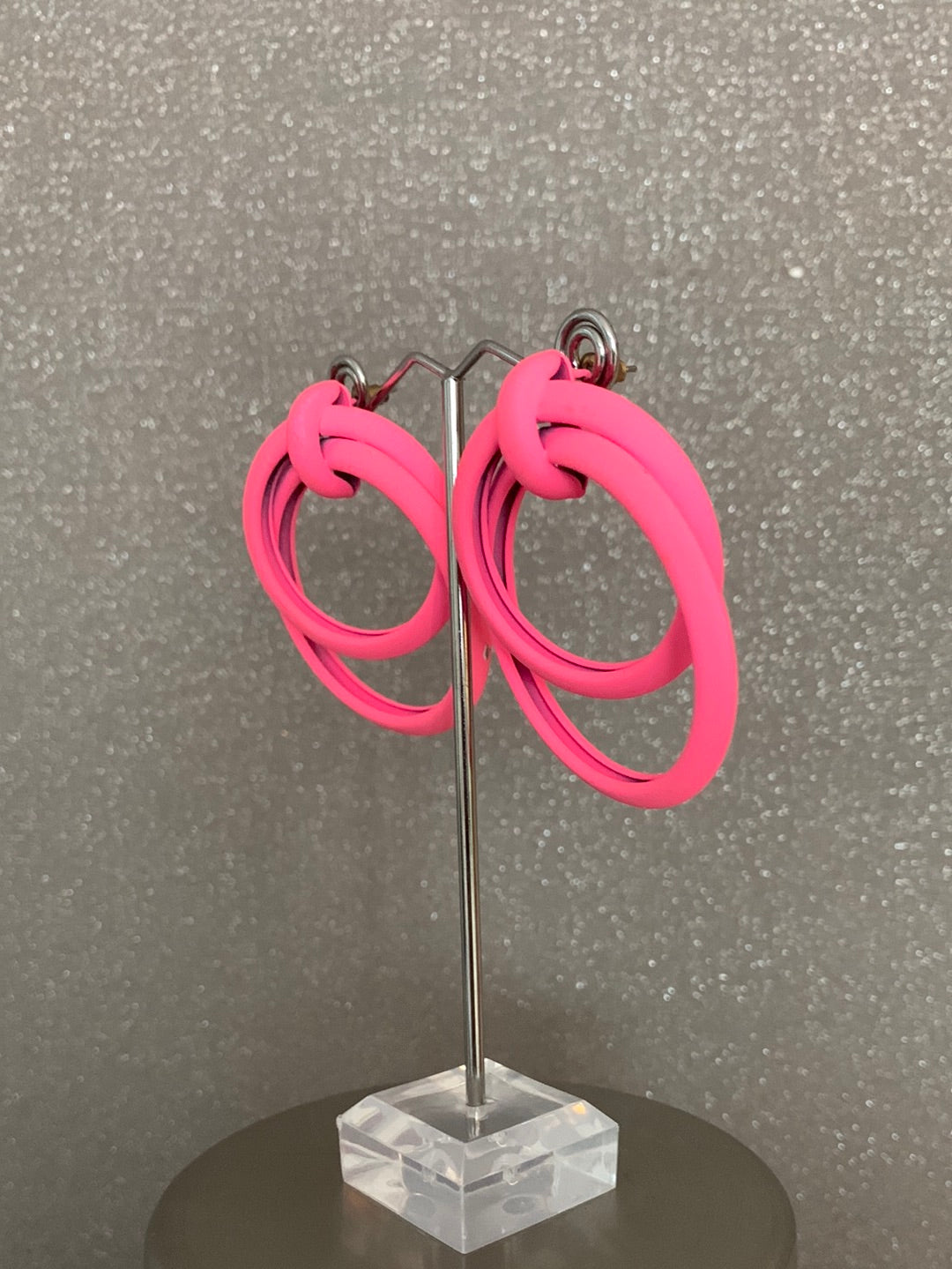 Bright Pink Hoop Earings