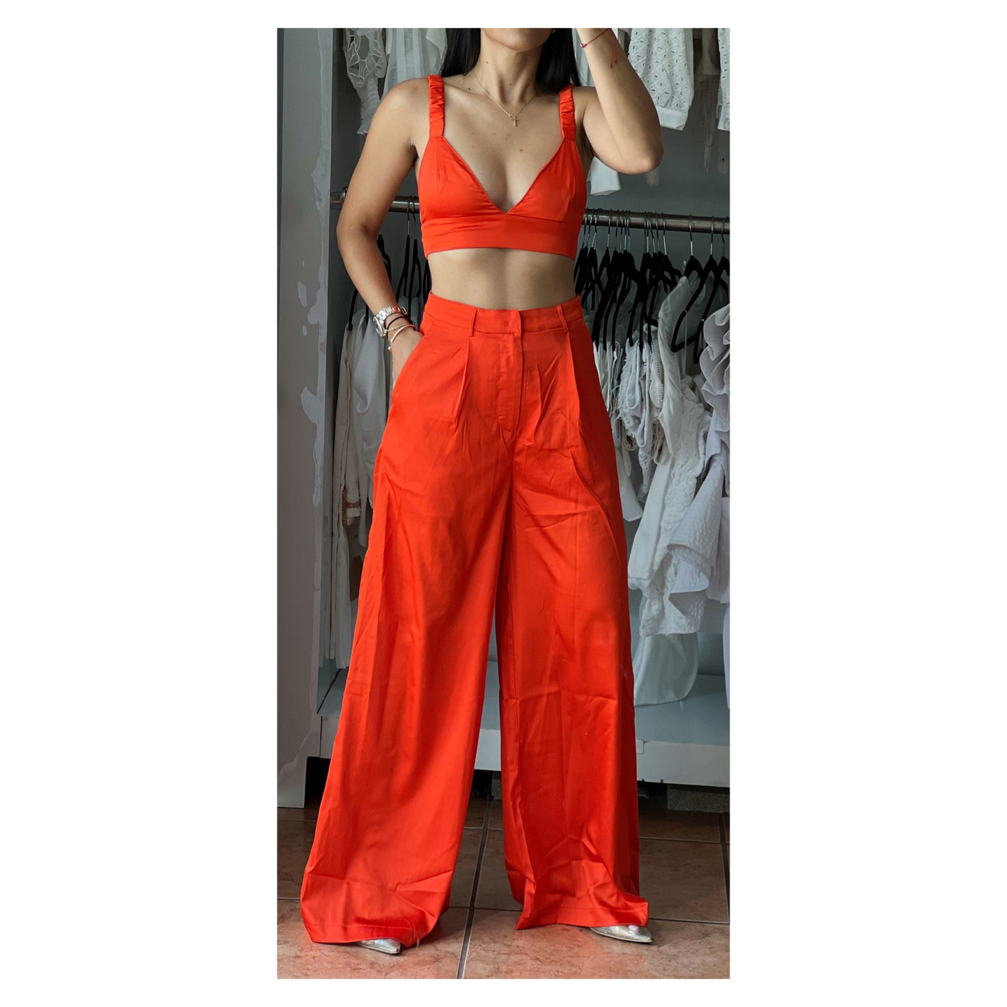 SATIN WIDE LEG TROUSERS