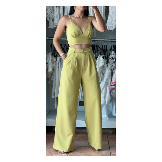 BRA TOP AND HIGH WAISTED LONG PANTS SET