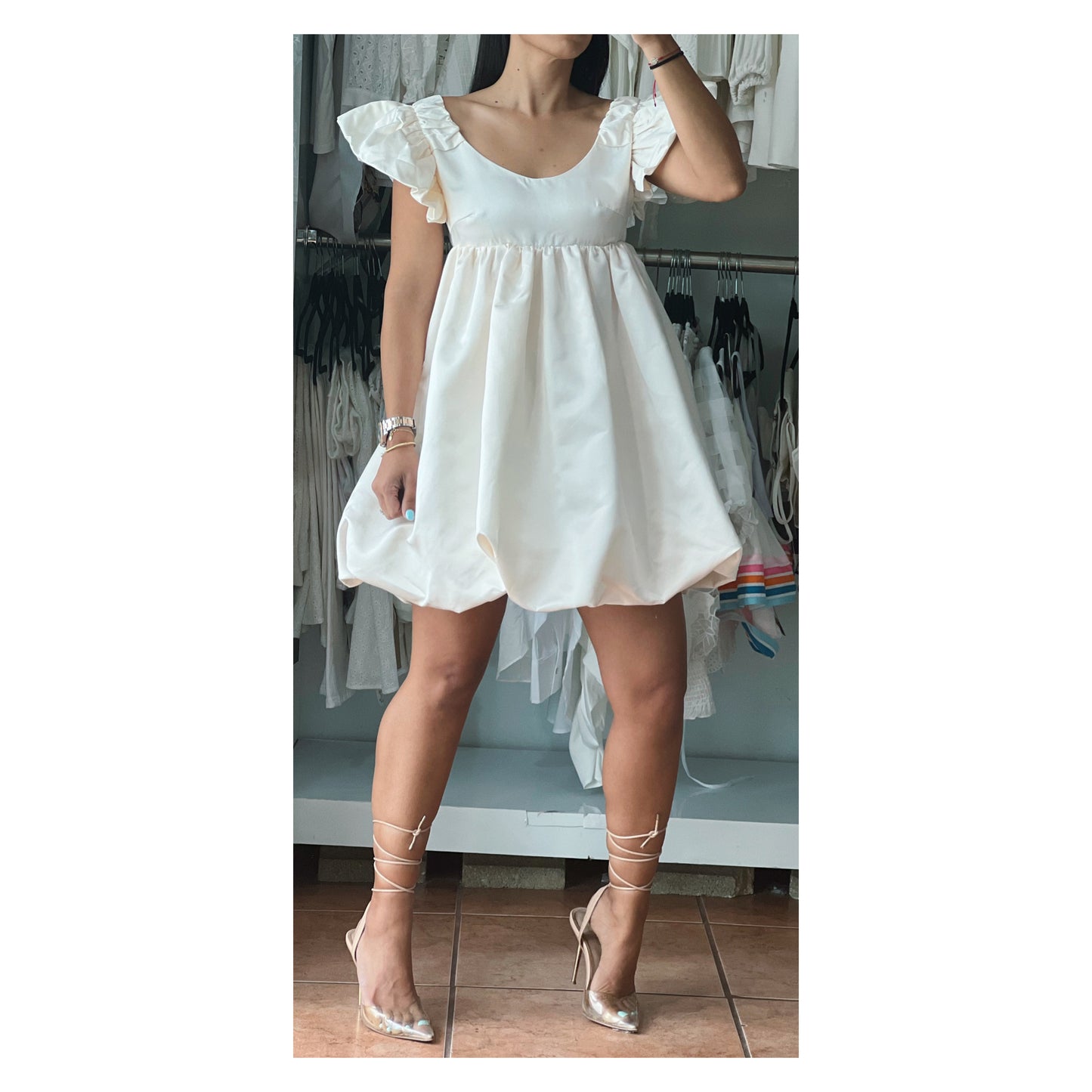 Ruffle Satin Faille Dress