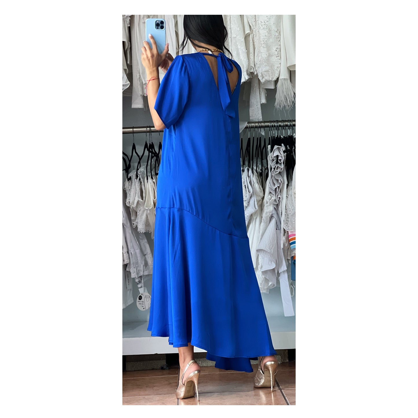 Asymmetric Royal Midi Dress