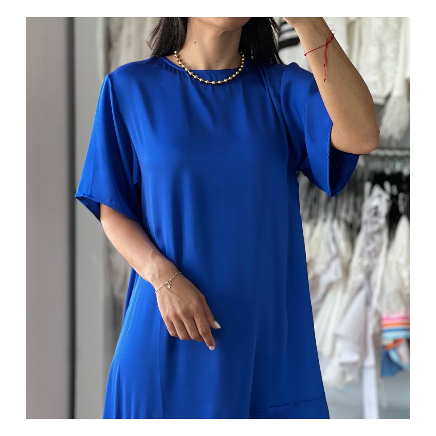 Asymmetric Royal Midi Dress