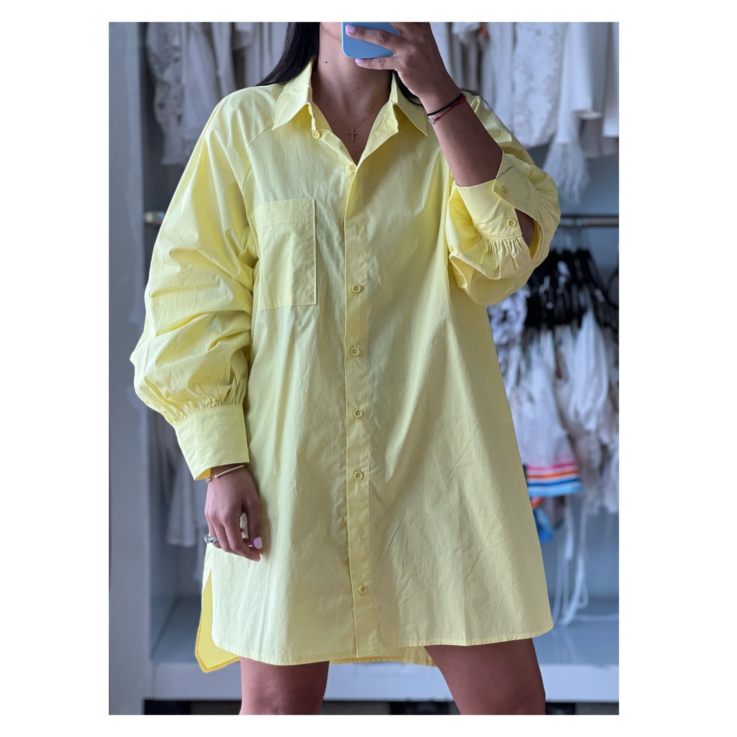 COLORFUL POPLIN SHIRT MINI DRESS