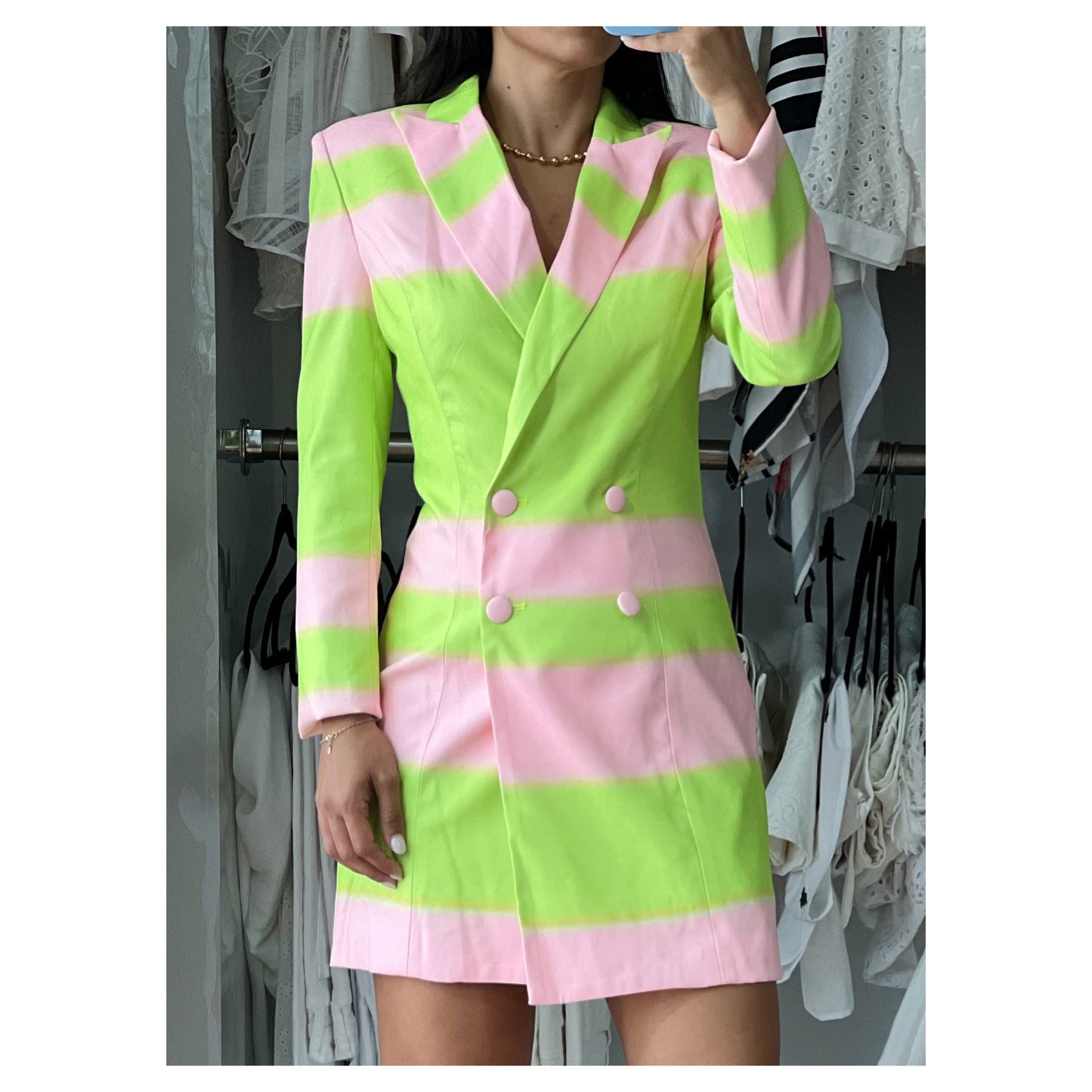 Notched Neck Blazer Dress