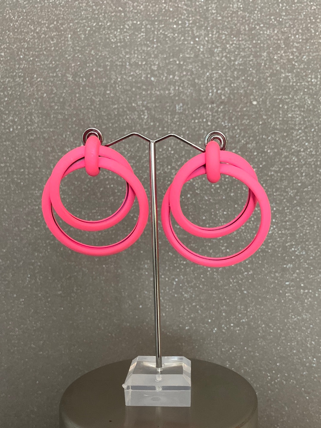 Bright Pink Hoop Earings