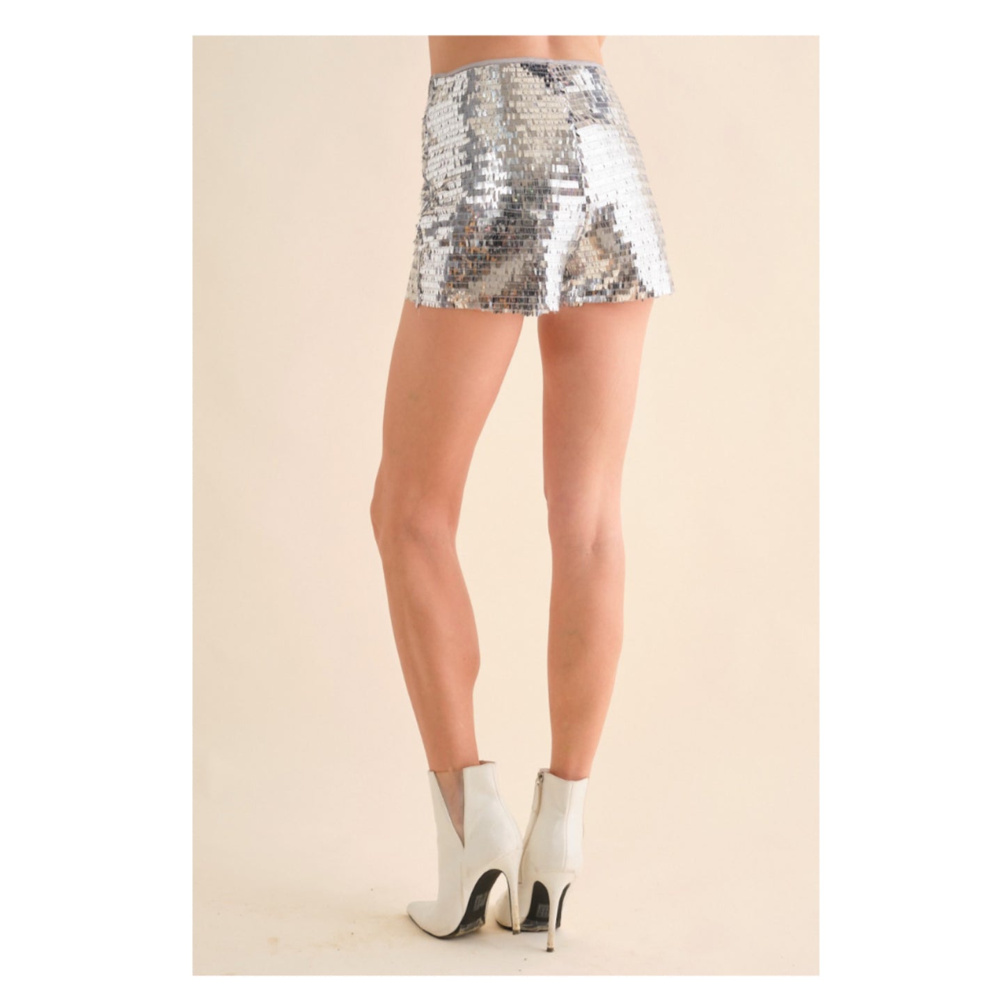 Silver Sequin Fitted Hot Pants