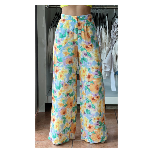 FLORAL PRINT WIDE LEG TROUSERS