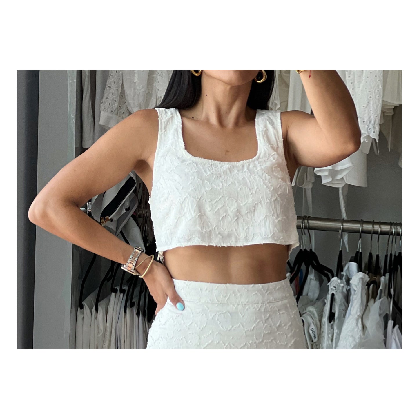 Sleeveless Textured Crop Top