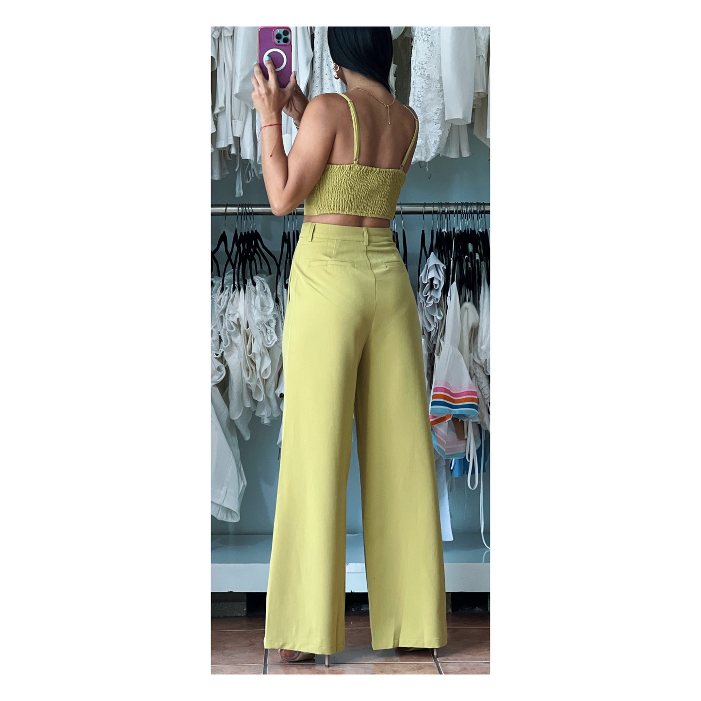 BRA TOP AND HIGH WAISTED LONG PANTS SET