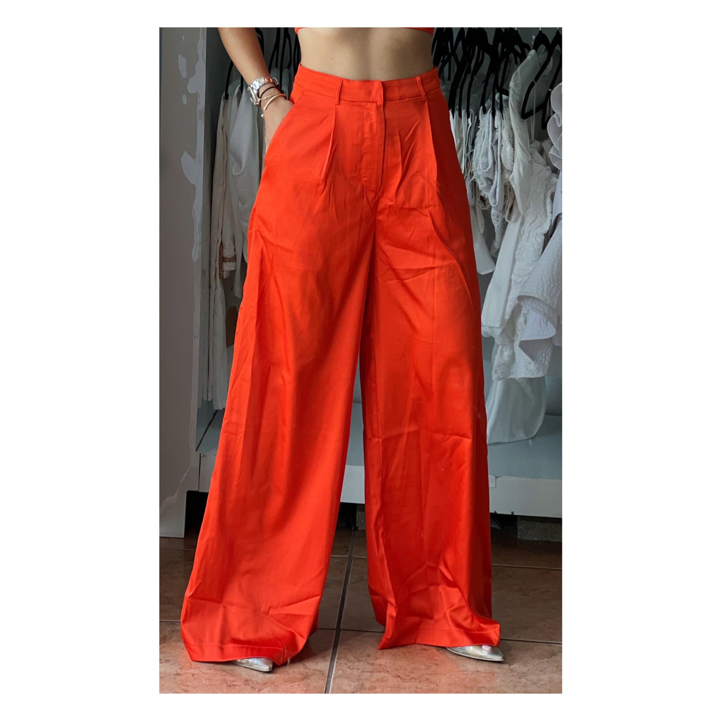 SATIN WIDE LEG TROUSERS