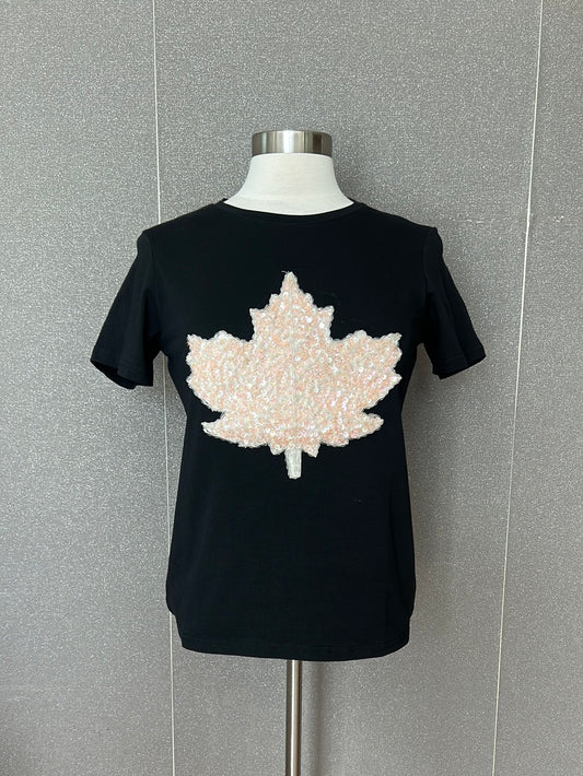 Tshirt Leaf Coral Sequin