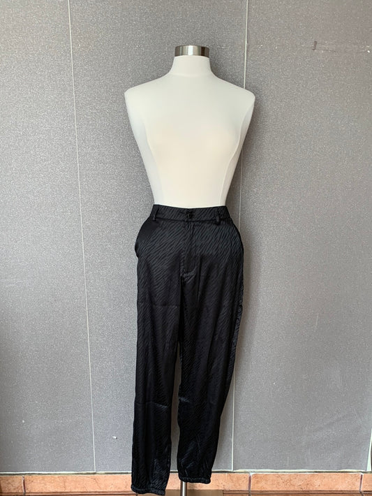 Black Satin Pocket Pants