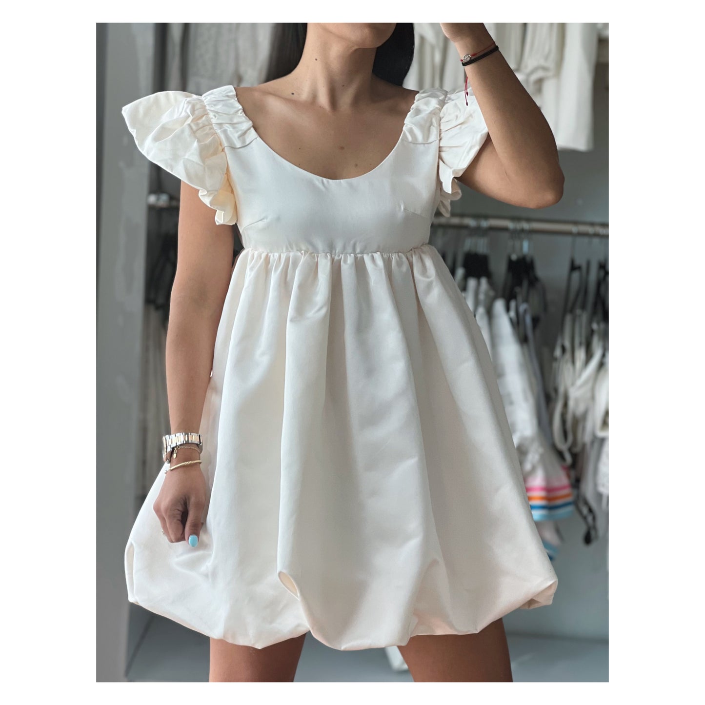 Ruffle Satin Faille Dress