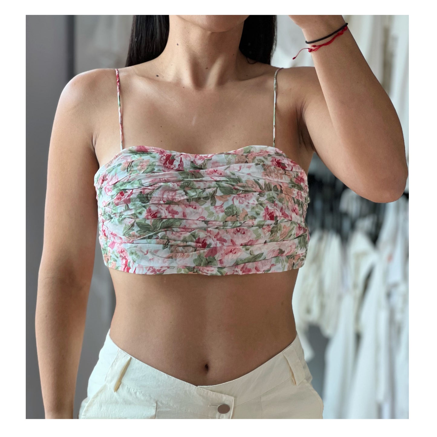 SJ - Rose Print Crop top