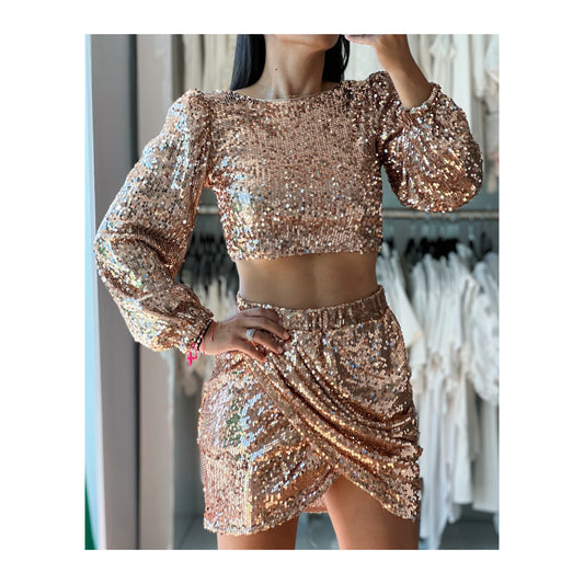 Sequin Gold Mini Skirt