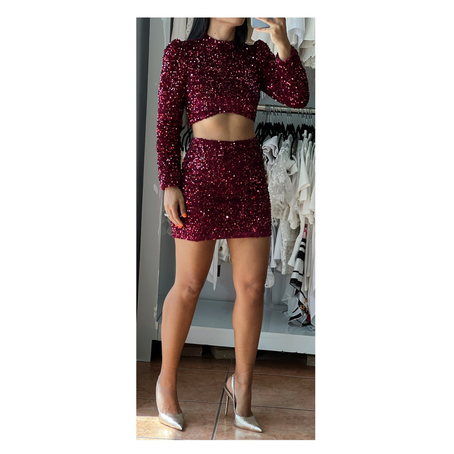 Burgundy Sequin Top