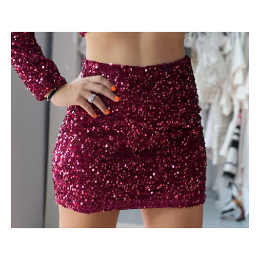 Burgundy Sequin Skirt