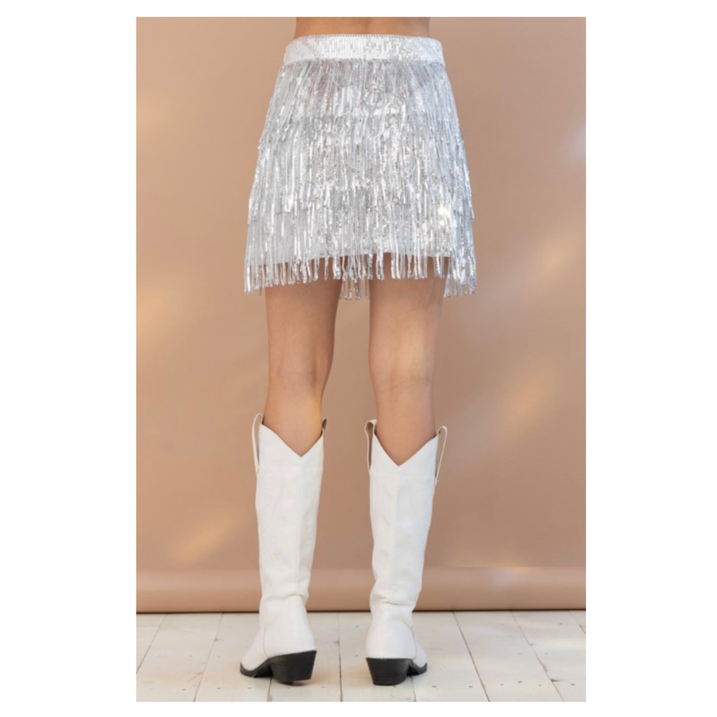 Silver Tiered Sequin Skirt