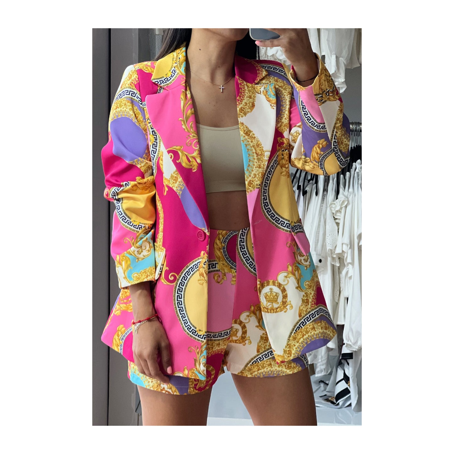 Pink & Print Blazer