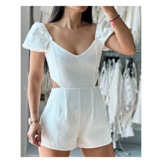 Denim White Romper