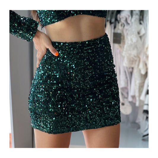 Deep Green Sequin Skirt