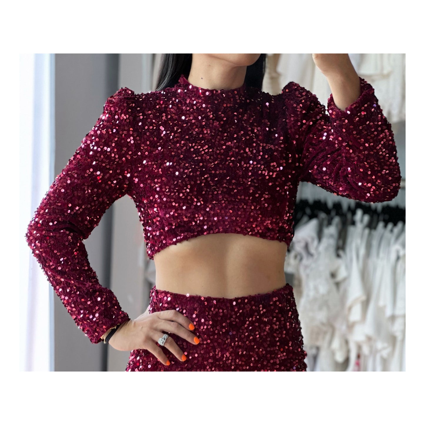 Burgundy Sequin Top