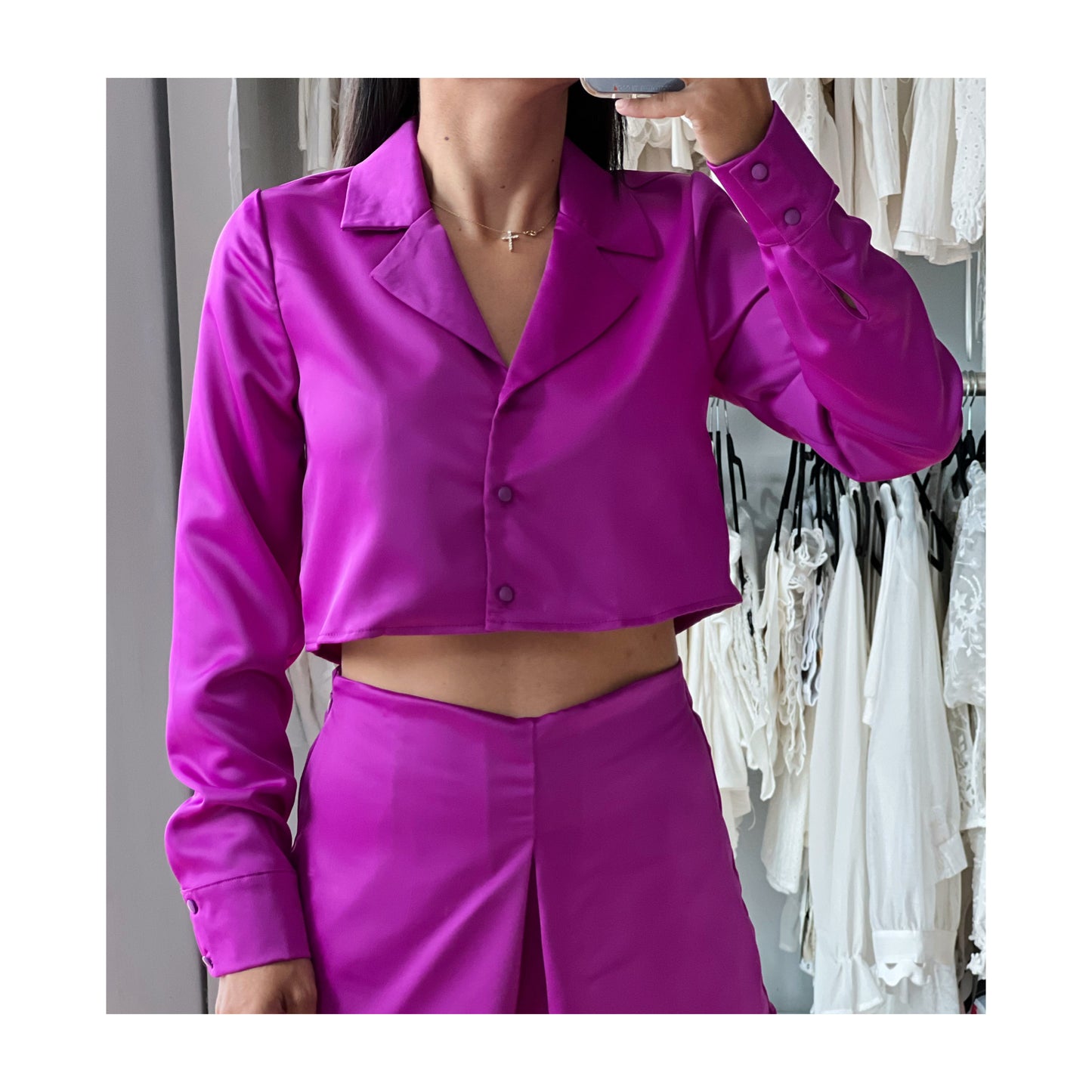 Magenta Cropped Blazer