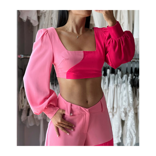 Color Block Pink Crop