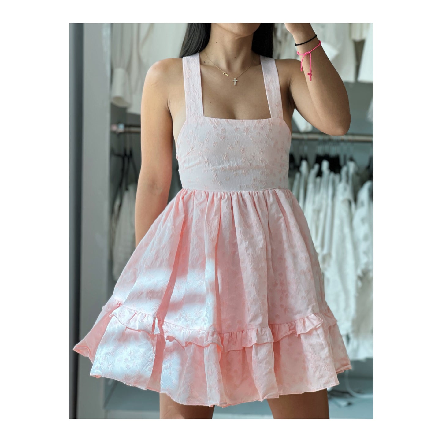 Pink Bow Tie Back Mini Dress
