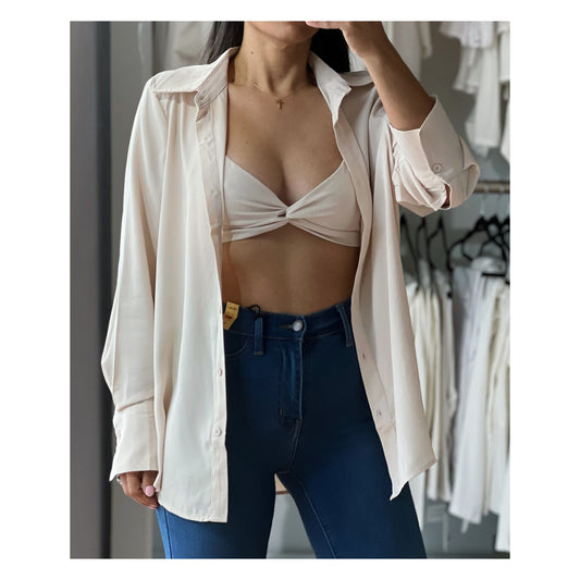 Bra Top And Button Shirt Set