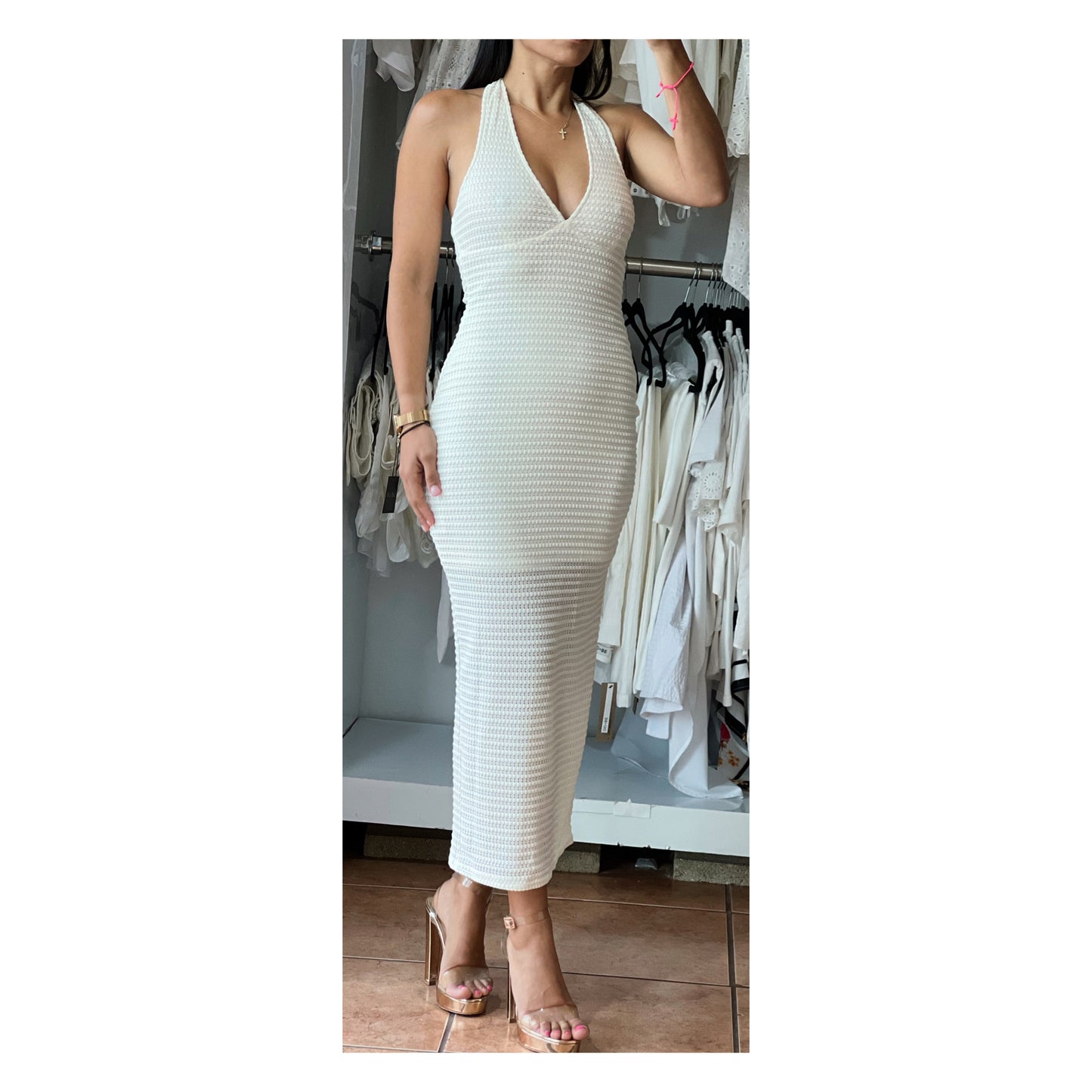 V-Neck Ivory Dress