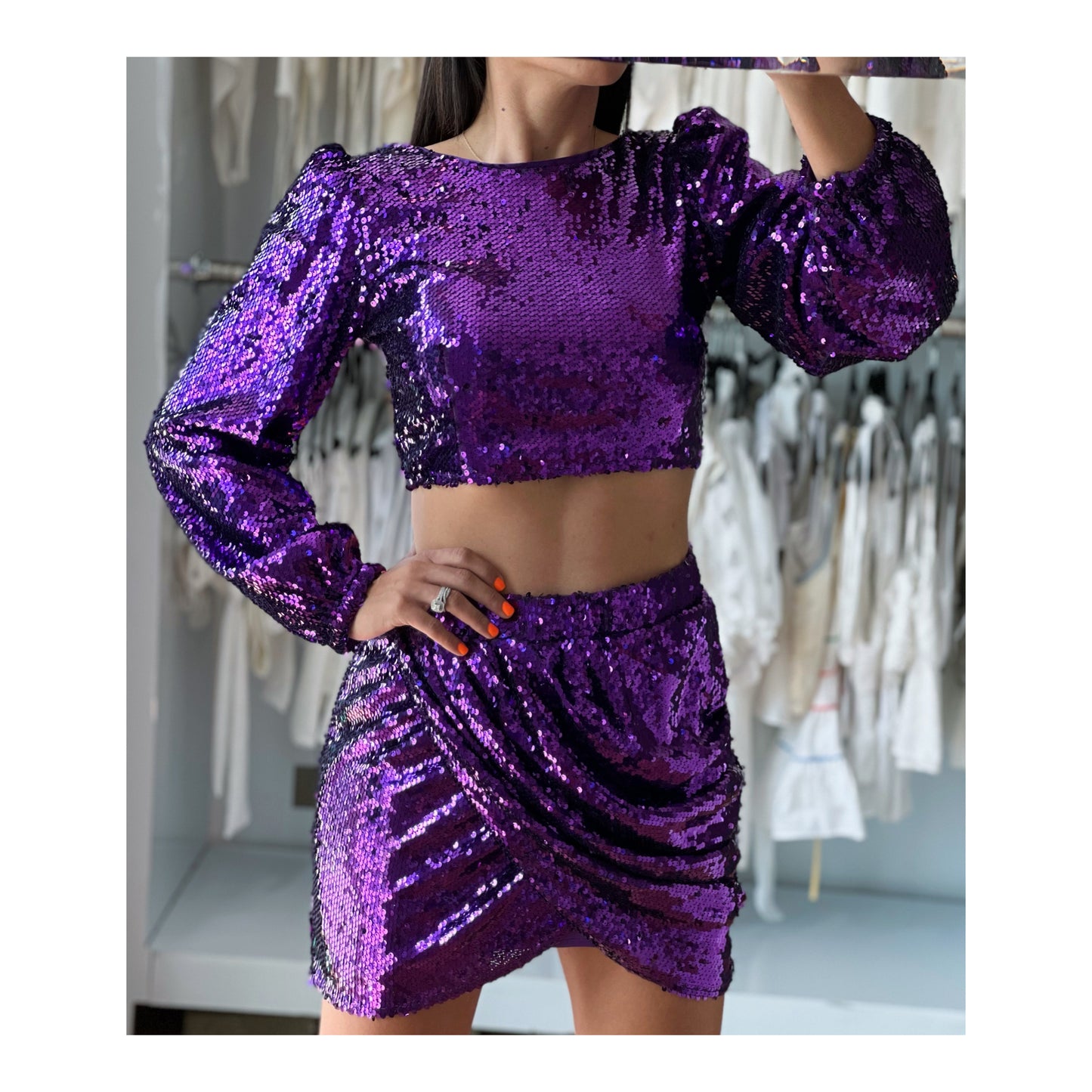 Sequin Violet Mini Skirt