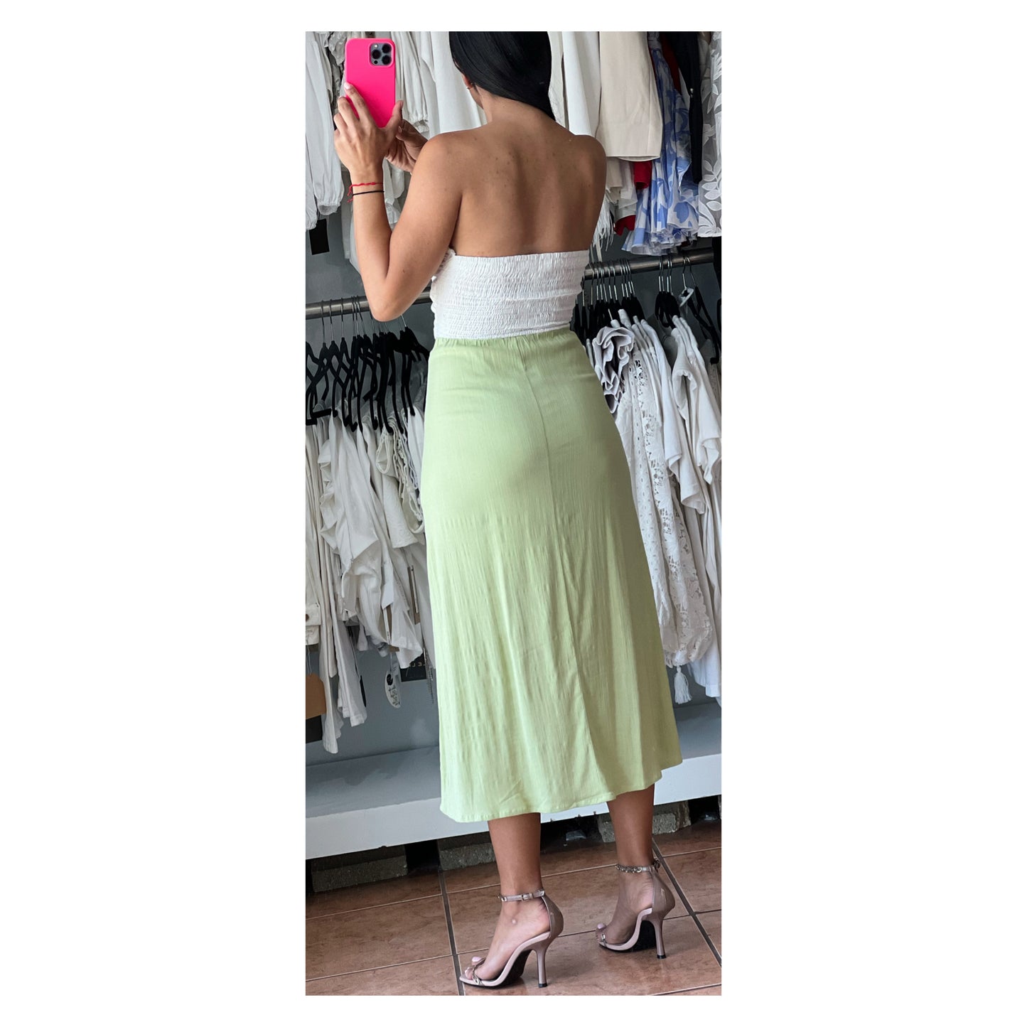 Sage Off White Midi Dress