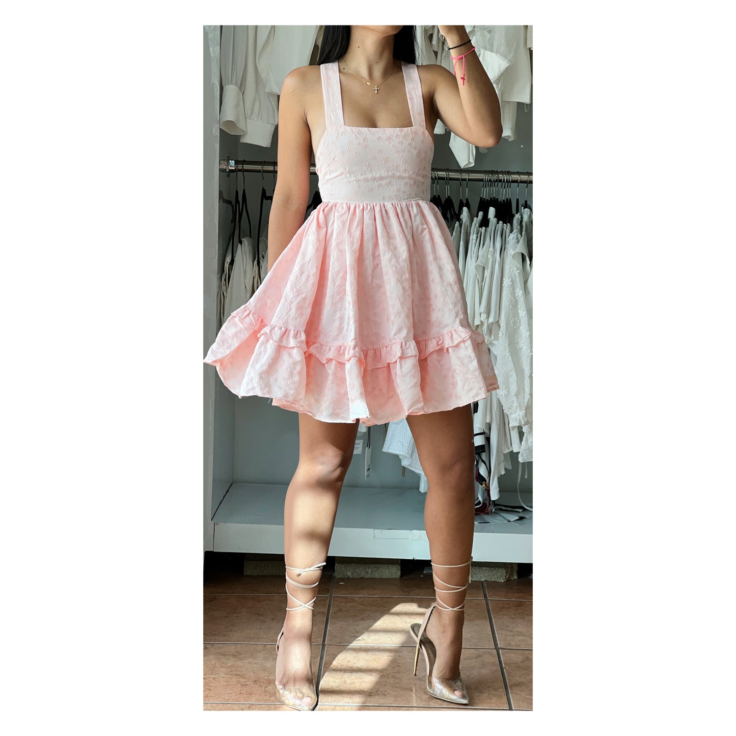 Pink Bow Tie Back Mini Dress