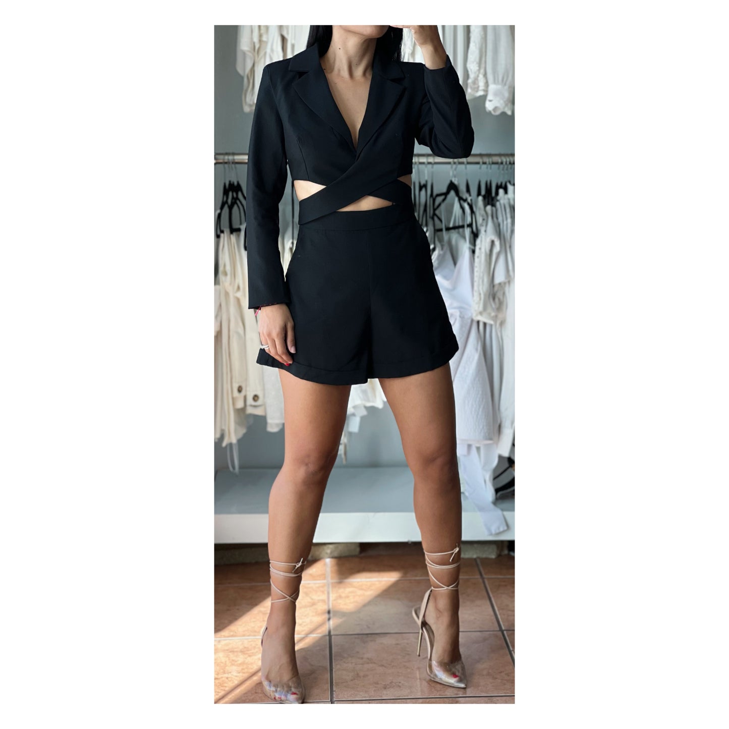 Black Wrap Romper