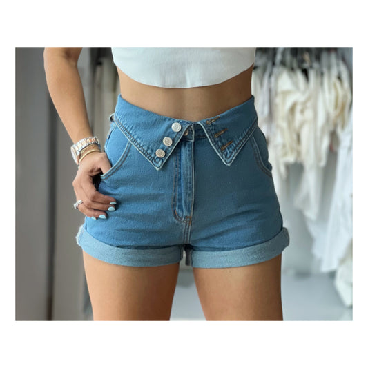 Waist Flip Denim Roll Up Shorts