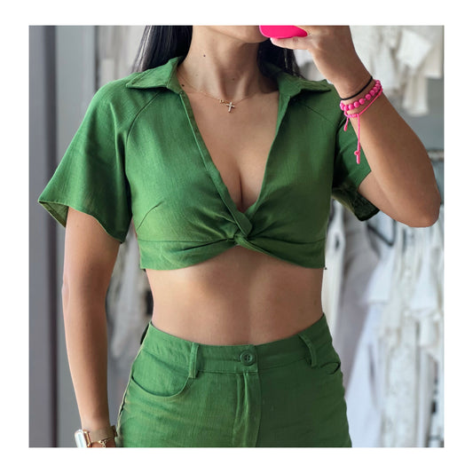 Green Crop Top