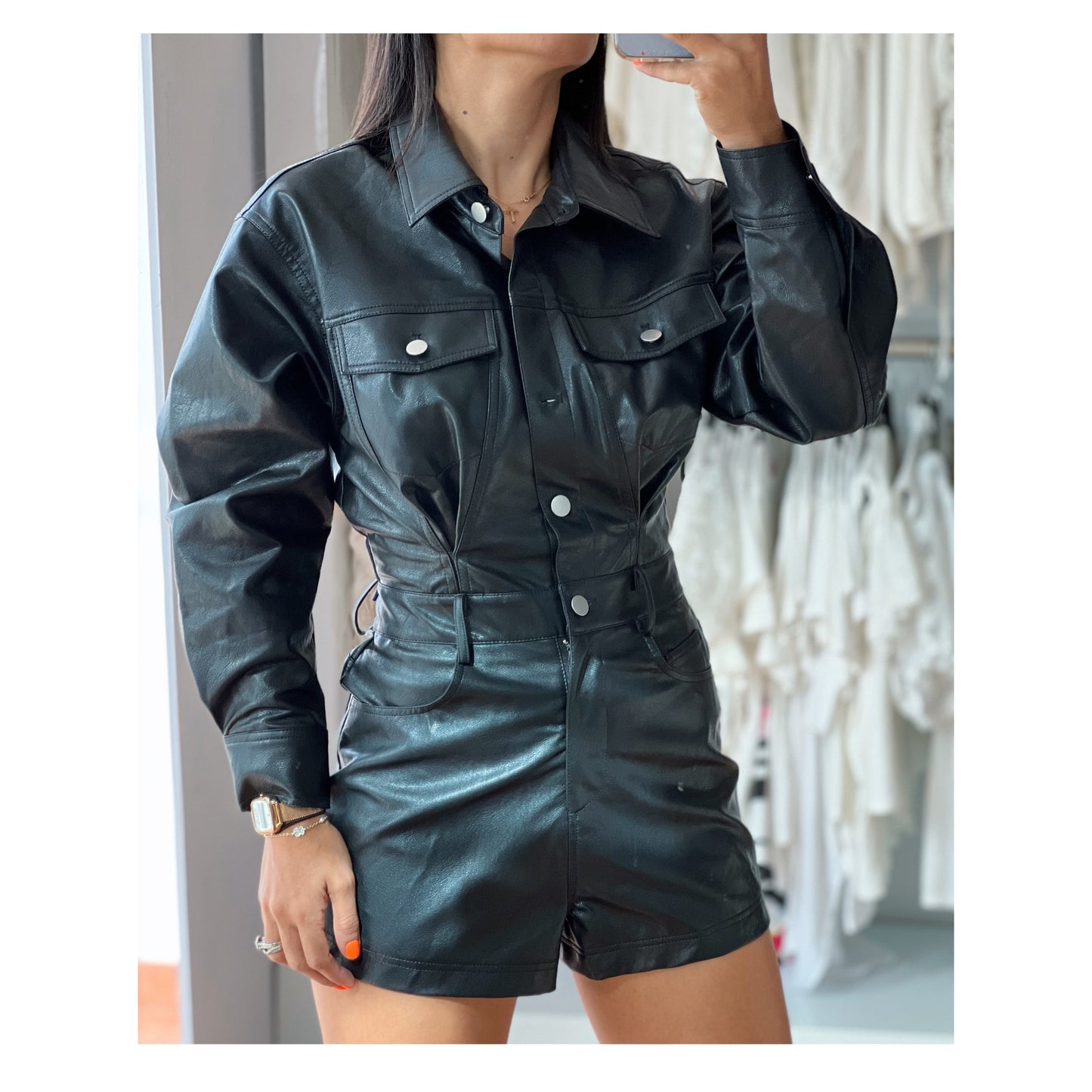 Faux Leather Romper