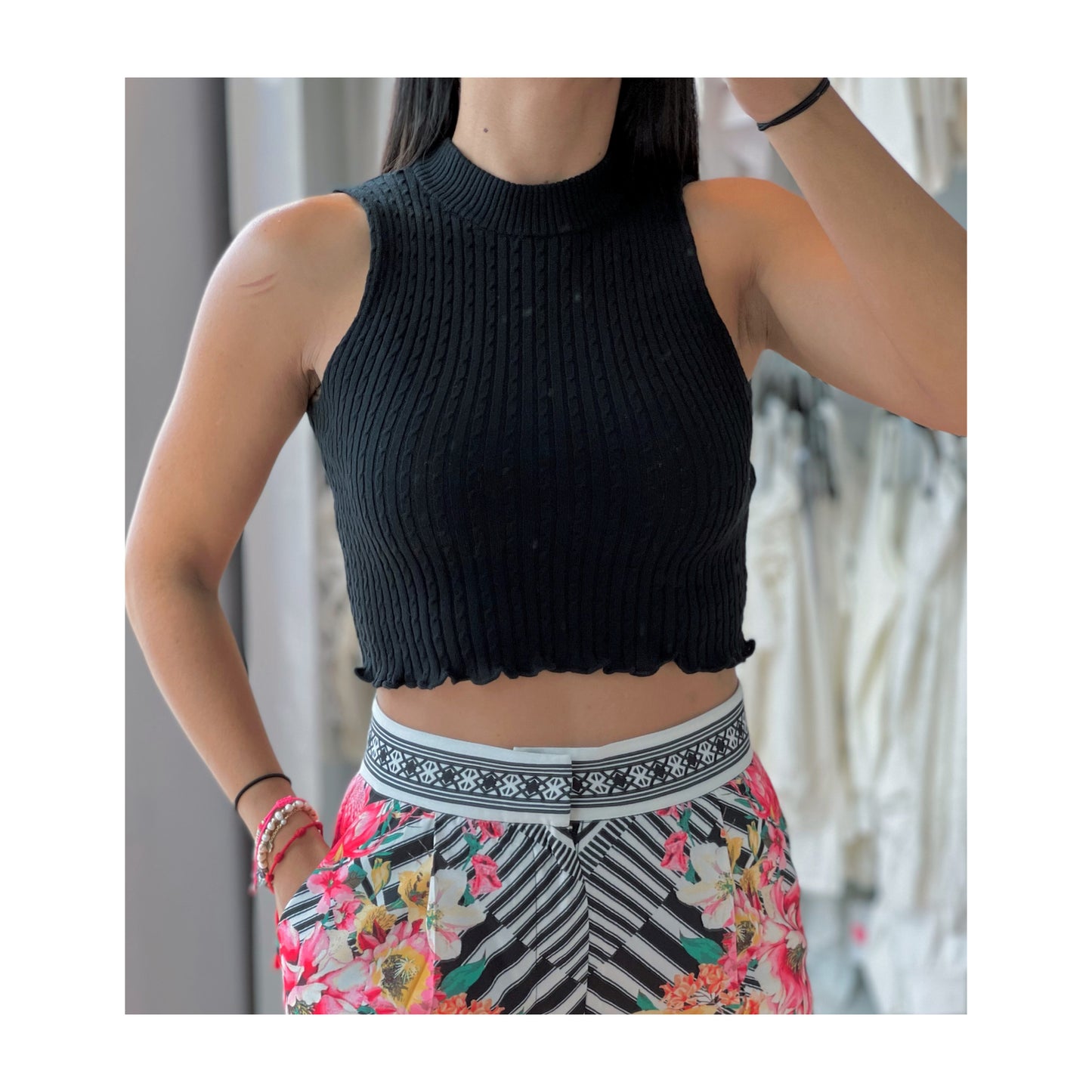 Crop Black Cotton