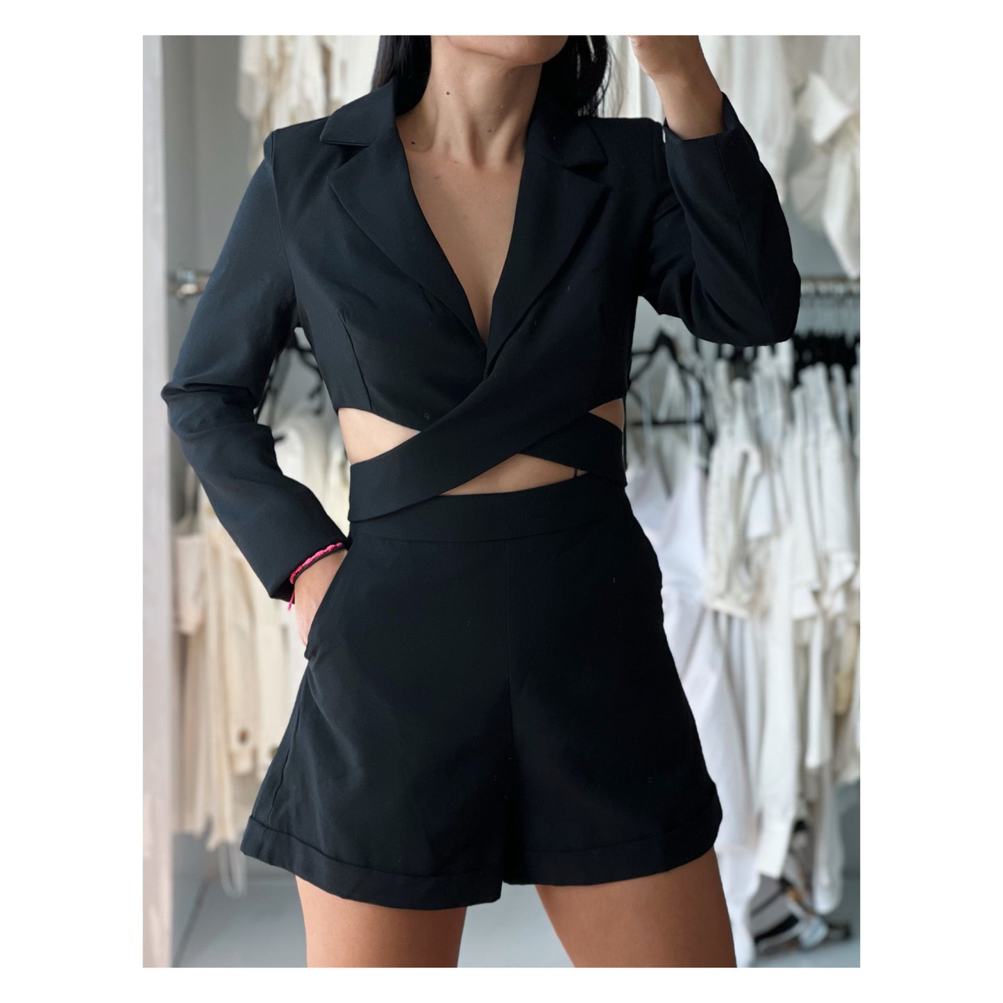 Black Wrap Romper